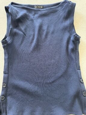 J. Crew Ladies Ribbed sleeveless top, navy blue, size M